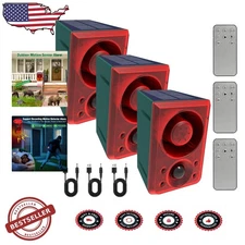 Solar Motion Sensor Alarm 130dB Dog Barking Deterrent 3 Modes 8M Range