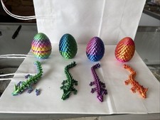 3D Printed Dragon Eggs 4PCS, Articulated Crystal Animal Fidget Toys for Kids