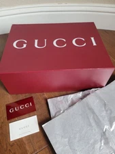Gucci EMPTY Gift Box Red Maroon w/ Tissue Paper Burgundy Wine Storage 14x10x5”