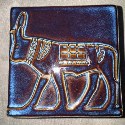 Wood Box with Ceramic Lid. Apis Taurus. MADE IN DENMARK. 1960s.