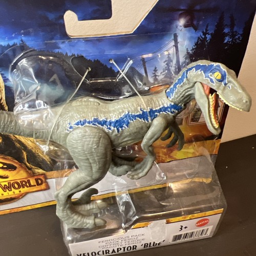 Figura de dinosaurio azul Velociraptor Velociraptor de 7" Mattel Jurassic World Dominion - Imagen 3 de 5