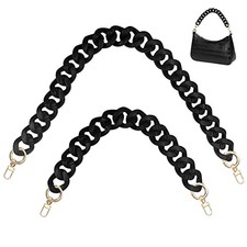 2 PCS Flat Chain Strap, Black Acrylic Chain Handbag Strap Replacement, DIY