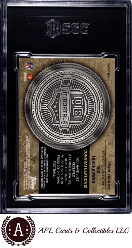 2012 Topps #QMT-TBR Tom Brady Milestones TDS Medllion plateado/50 SGC 7 Foto 2 de 2