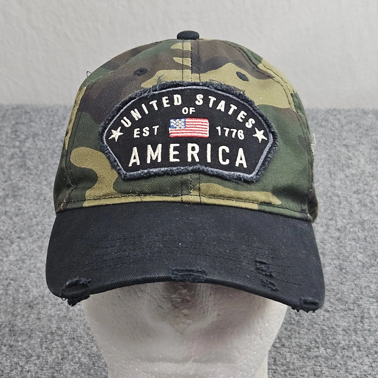 USA Camo Hat Strapback Cap United States of America Patriotic Utility Workwear