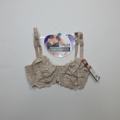 Arum Sans Complexe Women's Bra Sz 85F 32F Beige Lace Underwire Straps