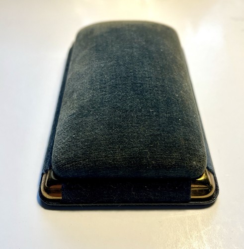 Antique Vintage HICKOK Blue Velvet Hard Shell Brass Jewelry Presentation Box - Bild 4 von 5