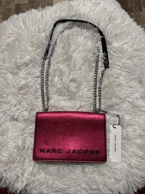 NWT Marc Jacobs Fuchsia Double Take Metallic Flap Pulse Bag With Silver Chain 
