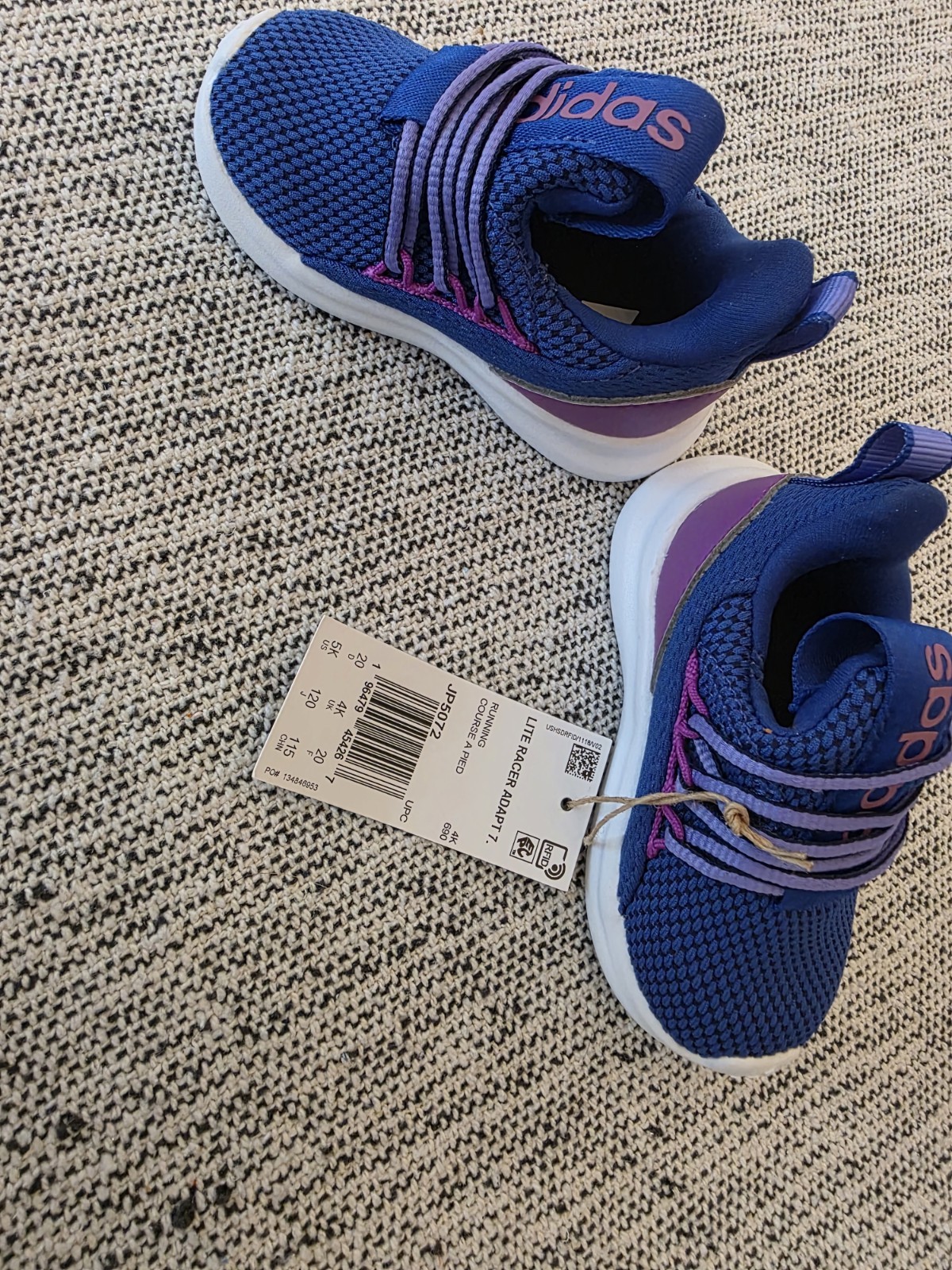 Adidas Lite Racer Adapt 7.0I Toddler Sneakers, Blue/Purple, Size 5K image 4