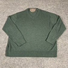 Raffi Sweater Mens 2XL Slim Green Pullover V Neck Extra Fine Merino Wool Luxury