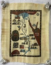 Authentic hand-painted ancient Egyptian papyrus leaf. Dimensions: L17 ",  W: 13"