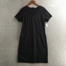 Old Navy Womens Dress XL Tall Black Short Sleeve V Neck Knit Midi Zip Back NEW