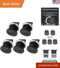 5pcs Waterproof USB Type C Female Connectors - 6Pin Mount for Fast Data Transfer
