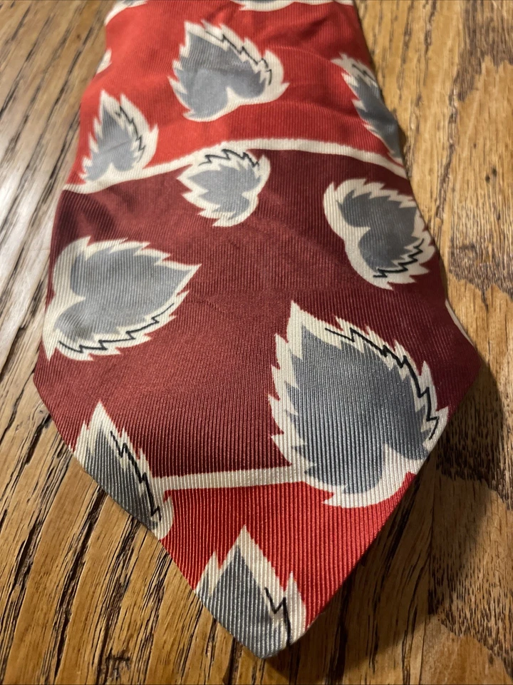 复古 40 年代宽人造丝秋千领带原子艺术装饰印花抽象心形叶 VLV — 第 2/4 张图片