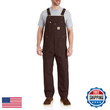 Carhartt Men's Relaxed Fit Duck Bib Overalls Dark Brown 42W x 34L Work