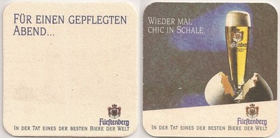Fürstenberg, Donaueschingen - old beer mat ''for a well-kept evening...''