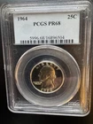 1964 Washington Quarter 25C 90% Silver Proof PCGS PR68