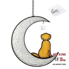 Stained Glass Dog Suncatcher Memorial Gifts for Loss of Pet,Window W Yellow dog