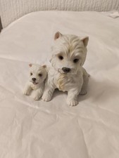 Royal Osborne Hand Painted Porcelain Westie Dog Figurine, Mother and Puppy