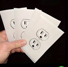 Fake American Standard Wall Outlet Stickers Plug Decals Vinyl Prank 5 Pc. PACK