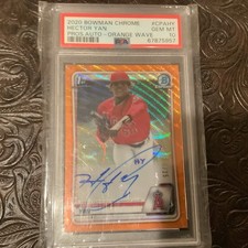 2020 BOWMAN CHROME PROSPECT AUTOS #CPAHY HECTOR YAN ORANGE WAVE 4 /25 PSA 10