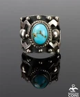 Vintage Taxco Mexico Turquoise & Sterling Silver Locket Ring