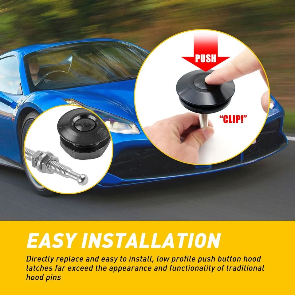 AZUL 2x Botón de Liberación Rápida Pulsador Capucha Pin Capó Clip Bloqueo Parachoques Juego de Pestillos Foto 3 de 4