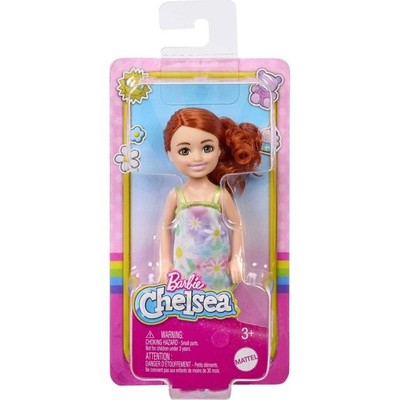 Barbie Chelsea Doll, Small Doll Wearing Removable Floral Dress with Red Hair