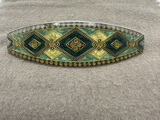 Vintage Floral Patterned Enamel Hair Barrette made in France with Rhinestones