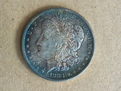 1883-O MORGAN SILVER DOLLAR TONED OBVERSE AU/BU+ FREE SHIPPING BUY IT NOW $115