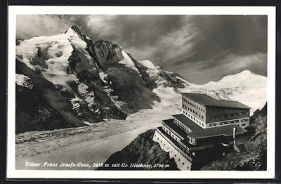 Emperor Franz Josefs House with Size Glockner in the Snow, Postcard 1950 