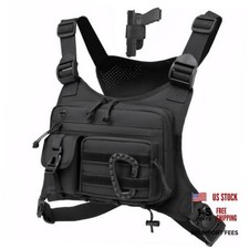 Outdoor Chest Bag For Men and Women, Tactical Vest For Running, Cycling, Black