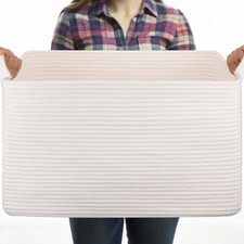 White Storage Baskets for Organizing, Toy Basket Storage Kids, Nursery Cotton...