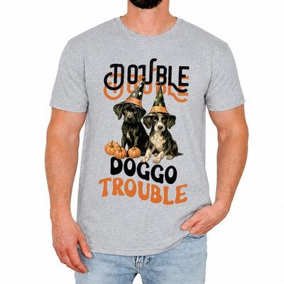 Double Trouble Hunde Herren T-Shirt lustig Halloween Hund süß Liebhaber Geschenk