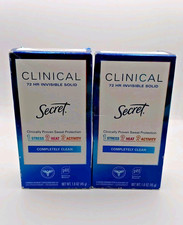 2 Pk Secret Deodorant Clinical Completely Clean Invisible Solid 1.6oz Exp 5/26 