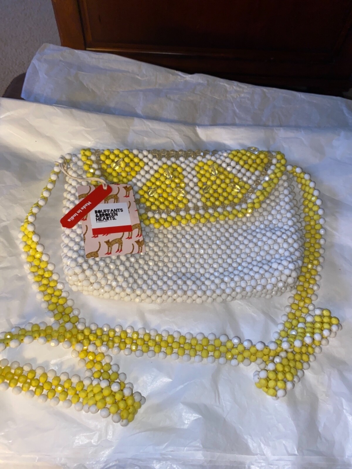 RARE HTF BOUFFANTS and BROKEN HEARTS by Kendra Dandy Lemon Beaded Crossbody Bag