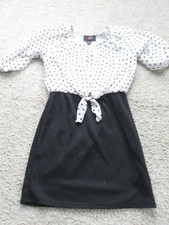 IZ Byer Girl Size 8 Black and White Polka Dot Dress