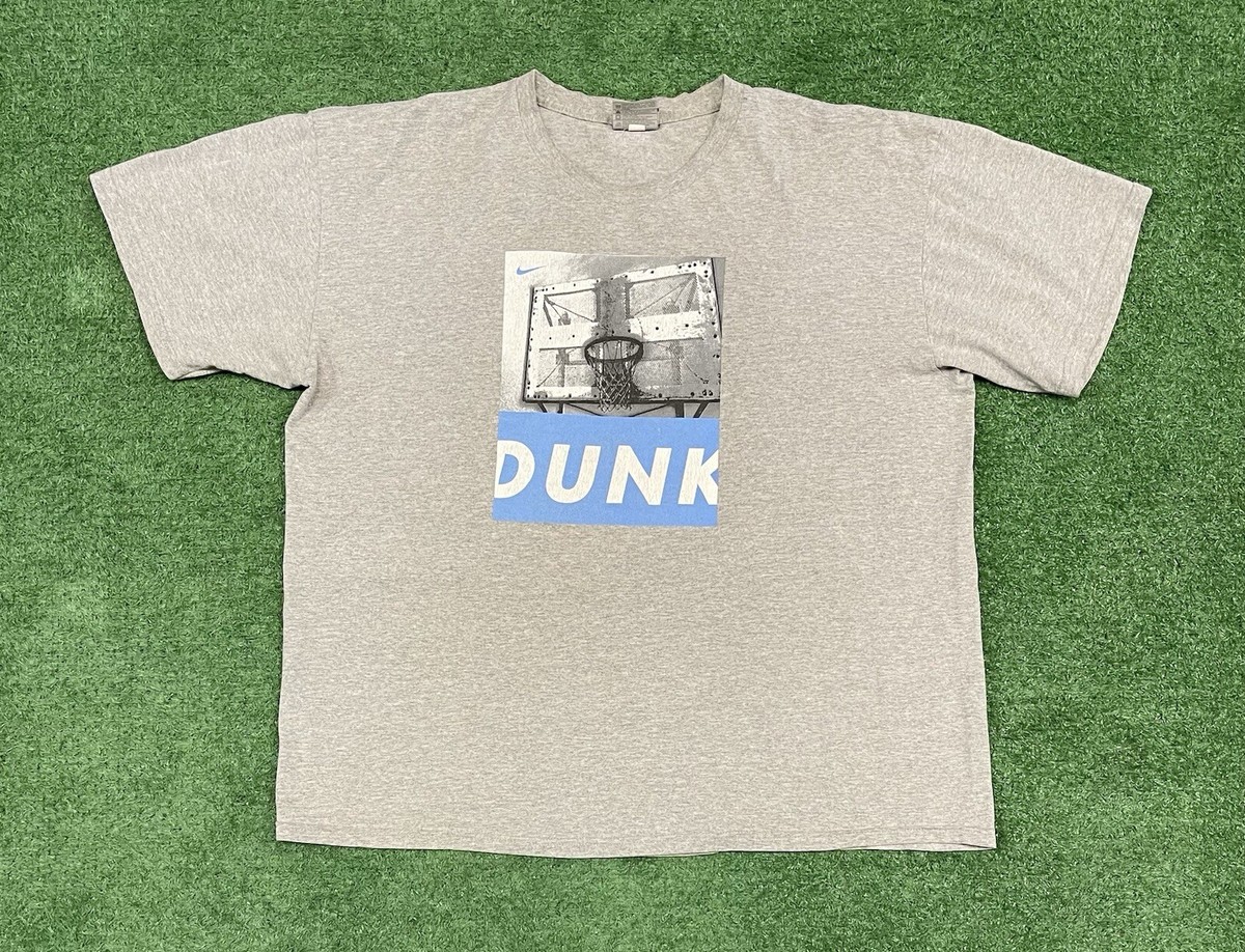 Vintage Y2K Nike Dunk Basketball T Shirt Size XL VTG Grey Short Sleeve