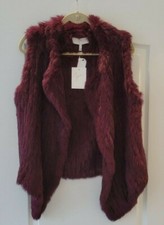 Joie Burgundy Dyed Rabbit Vest With Asymmetrical Bottom - Size Large - Nwt $798