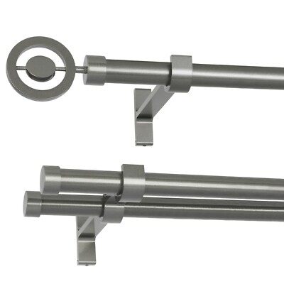 Gardinenstange Vorhangstange 19mm 1-läufig/2-läufig Anthrazit Grau Design Metall