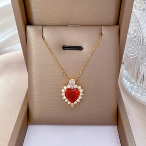 Authentic Gold Plated Crystal Love Heart Pendant Necklace for Women
