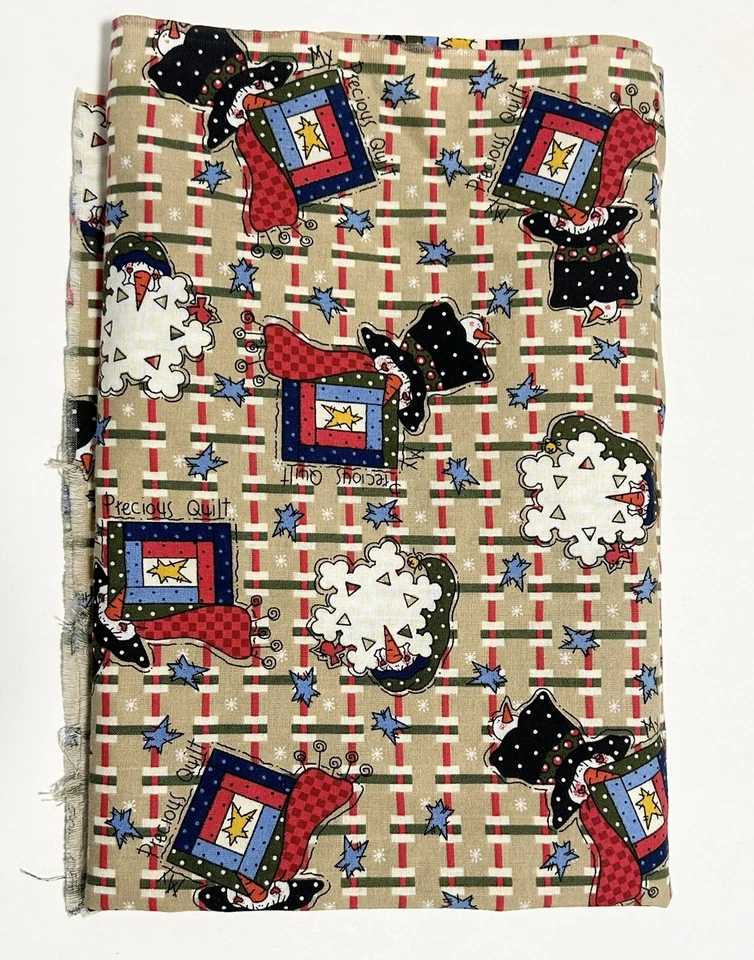 The Whole Country Caboodle My Precious Quilt Sewing Fabric Snowman 37" x 42" - Image 2 of 4