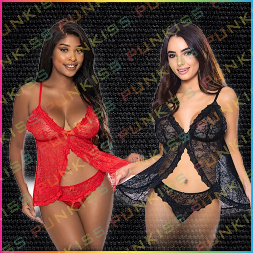 Conjunto de Lingerie Sexy Magic Silk Feminina Ooh La Lace Babydoll💋Vestido Transparente Roupa de Noite - Imagem 2 de 2
