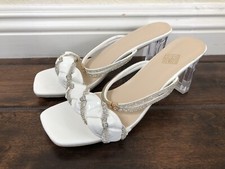 Womens Summer Open Toe heeled Mules Sandals in White US SIZE 7.5