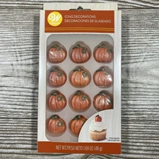Wilton Shimmer Pumpkin Royal Icing Decorations 12 Count Thanksgiving Ships ASAP