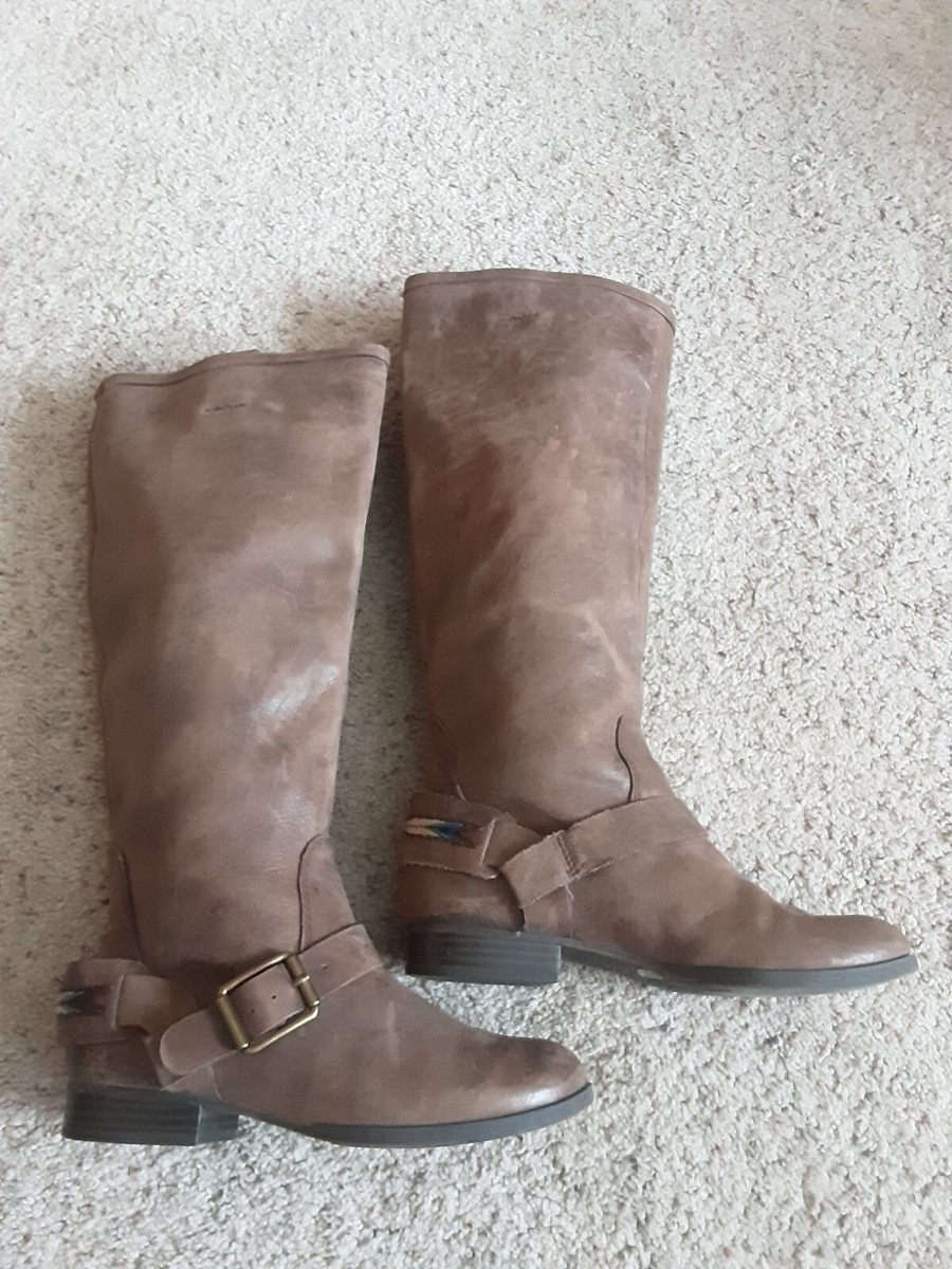 Lucky Brand Boots Womens Genuine Leather Knee Hight Western Southwestern Sz 