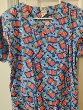 UA Scrubs 2 Pocket Stars and Stripes Scrub Top Size M