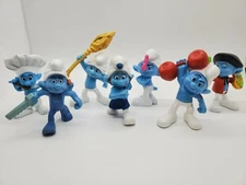 2011 McDonalds Smurf Toy Lot Of 7 Cake Toppers/Toys