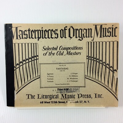 Liturgical Masterpieces Folio 35 Organ Fantasie J Krieger VTG Sheet Music 1946