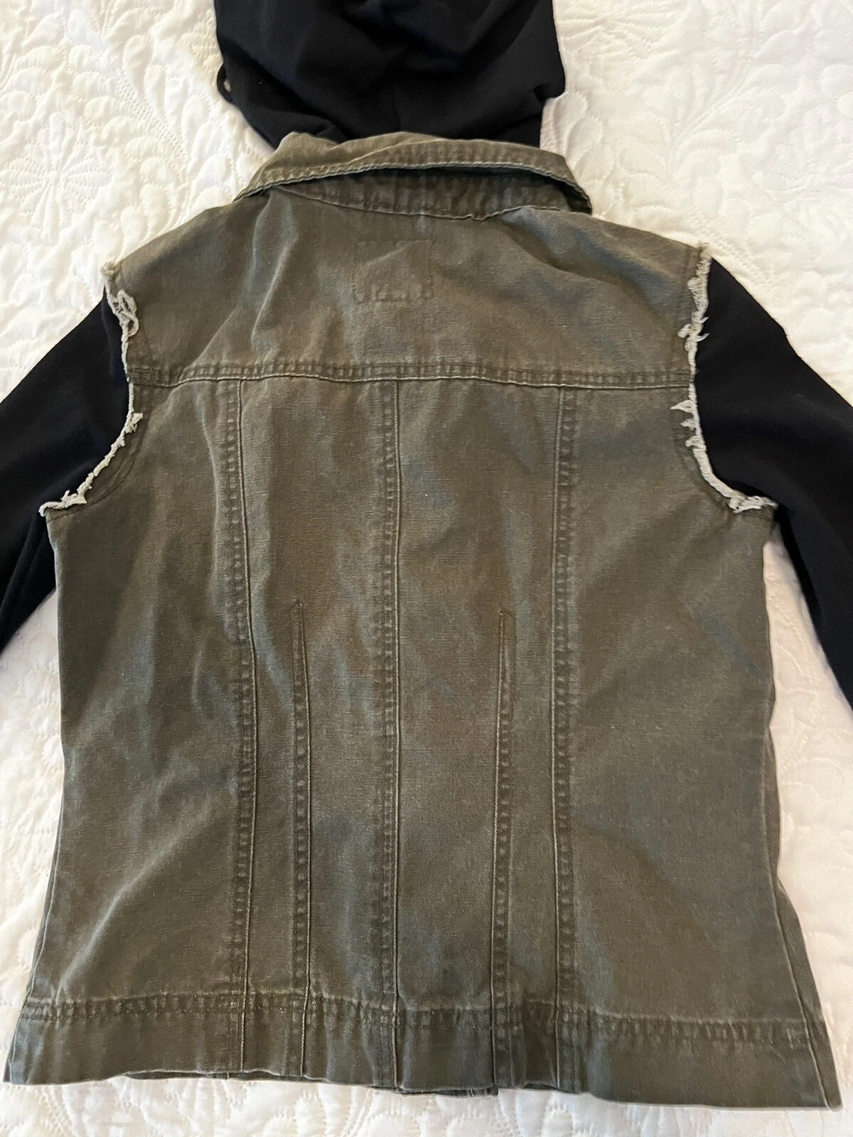 VETEMENTS LA Hearts Utility Jacket Felpa con Cappuccio Verde Tela Nera Taglia S Cerniera