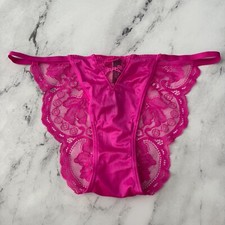 Victoria's Secret String Cheeky Panty Fuchsia Frenzy Stretch Front Lace S L XL